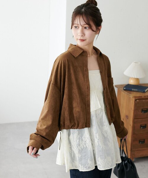 Discoat ブラウス シャツ 「WEB限定」裾ドロストスエードシャツ レディース - 画像 (2)