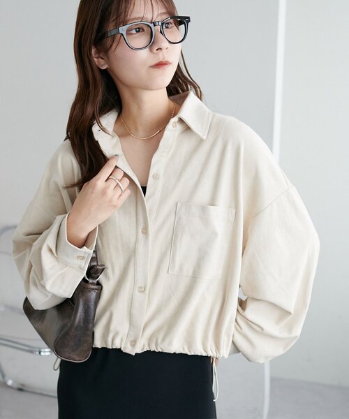 Discoat ブラウス シャツ 「WEB限定」裾ドロストスエードシャツ レディース - 画像 (3)