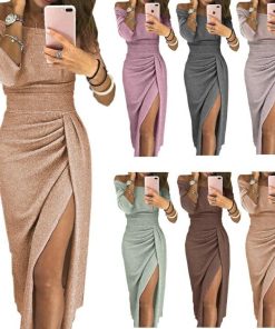 ドレス キャバ レディース ミディアムドレス 長袖 タイト セクシー ワンピース スリット 大きいサイズ ナイトドレス ミディアム丈 大人 女性 ホステス