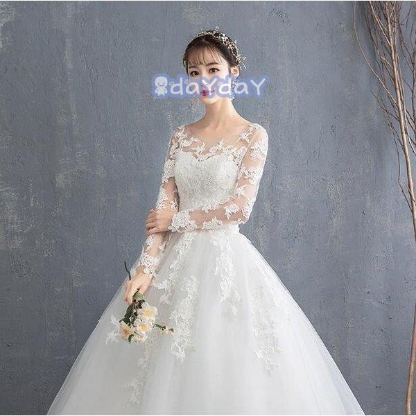 ウェディングドレス 結婚式 花嫁プリンセスドレス白ドレスロングドレス披露宴