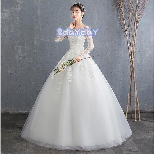 ウェディングドレス 結婚式 花嫁プリンセスドレス白ドレスロングドレス披露宴 - 画像 (3)