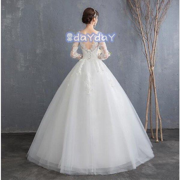 ウェディングドレス 結婚式 花嫁プリンセスドレス白ドレスロングドレス披露宴 - 画像 (4)