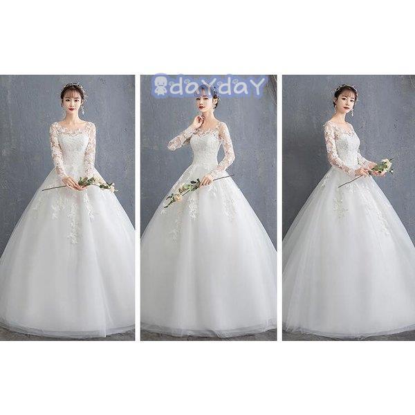 ウェディングドレス 結婚式 花嫁プリンセスドレス白ドレスロングドレス披露宴 - 画像 (6)