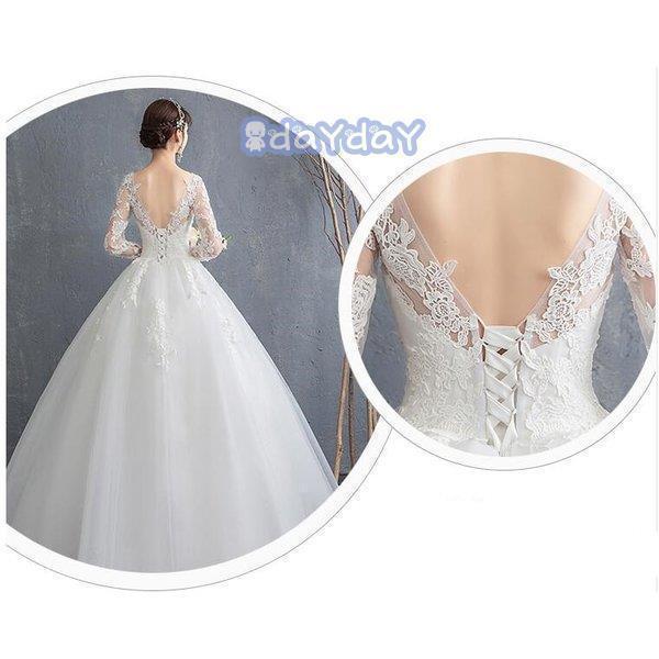 ウェディングドレス 結婚式 花嫁プリンセスドレス白ドレスロングドレス披露宴 - 画像 (7)