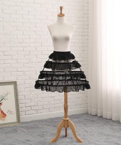 パニエ 夏用 3段ワイヤー 白黒 鳥かご フリル ボリューム ふんわり Lolita ゴスロリ 50cm ミディアム Aライン