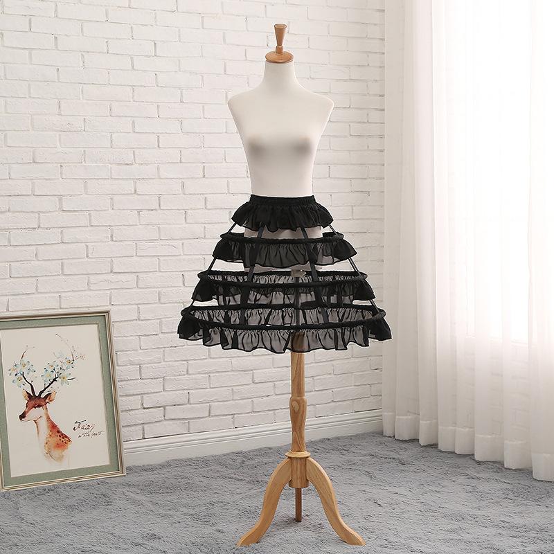パニエ 夏用 3段ワイヤー 白黒 鳥かご フリル ボリューム ふんわり Lolita ゴスロリ 50cm ミディアム Aライン