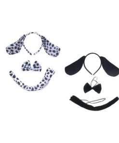 3x 犬用ヘッドバンド 耳としっぽ 蝶ネクタイ ファンシードレスコスチュームキットアクセサリー 犬用コスチュームセット パーティーデコレーション用品