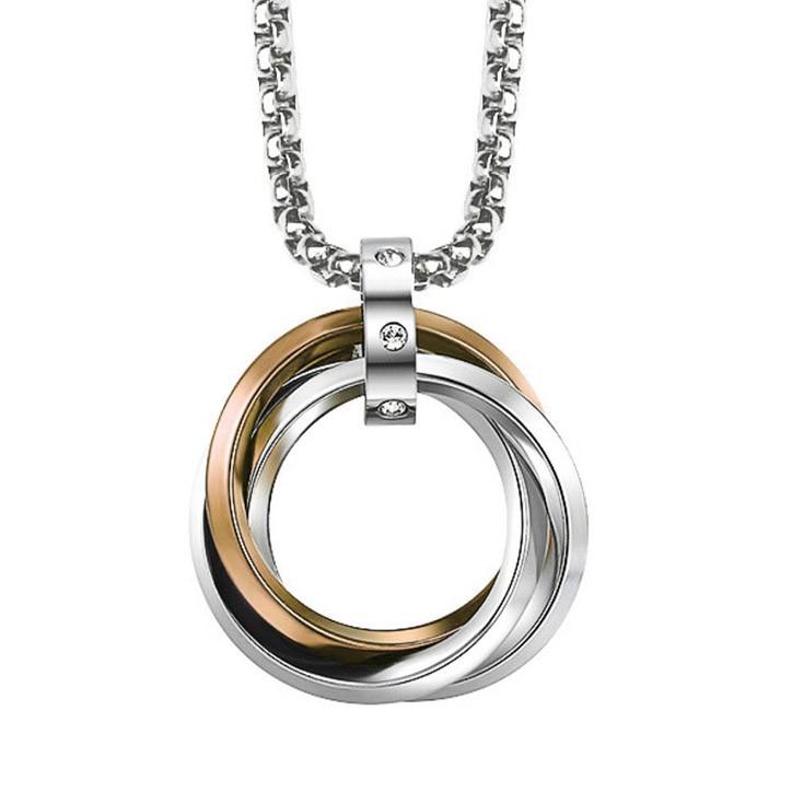 トリプルリングペンダント 三連 メンズ ネックレス ステンレス 長さ選べるチェーン ブルー ブラック ローズゴールド 韓流 送料込み - 画像 (3)