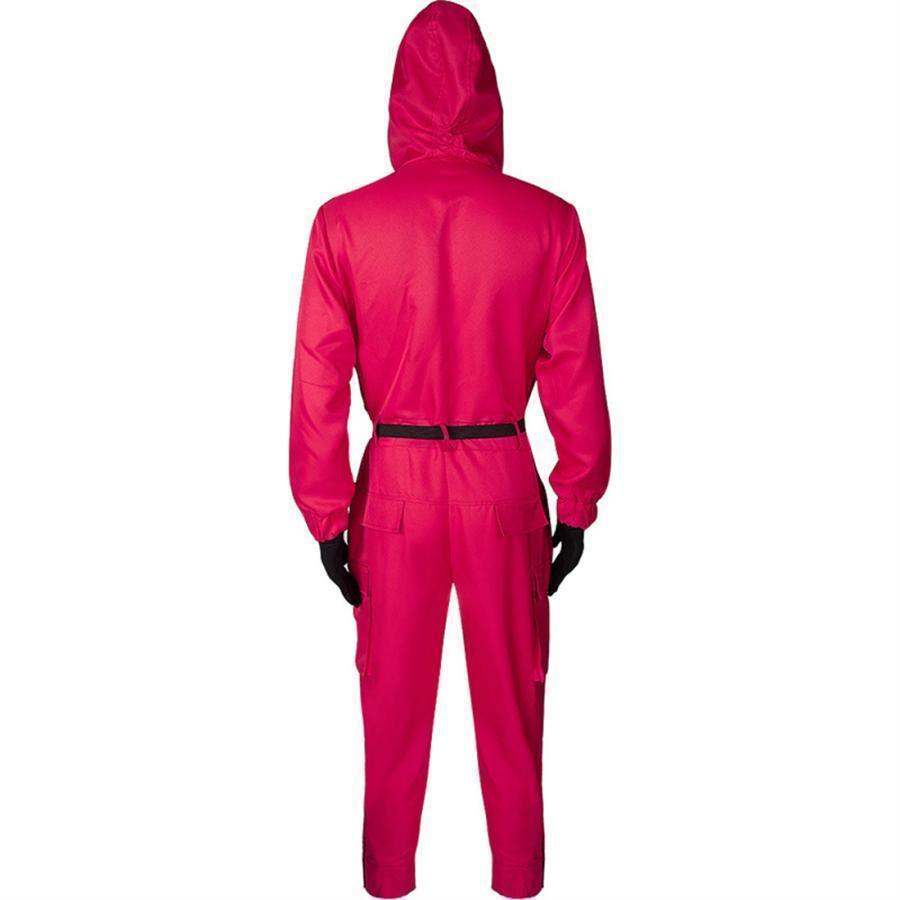 イカゲーム ○△□の警備員 管理員 コスプレ衣装 子供用 大人用 赤い服の人 マスク付き 演出服 仮装 二次会 イベント パーティー - 画像 (2)