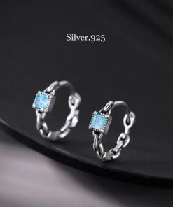 フープピアス レディース アレルギー対応 シルバー925 コバルト彩石  ペルシャンピアス つけっぱなし 水色石