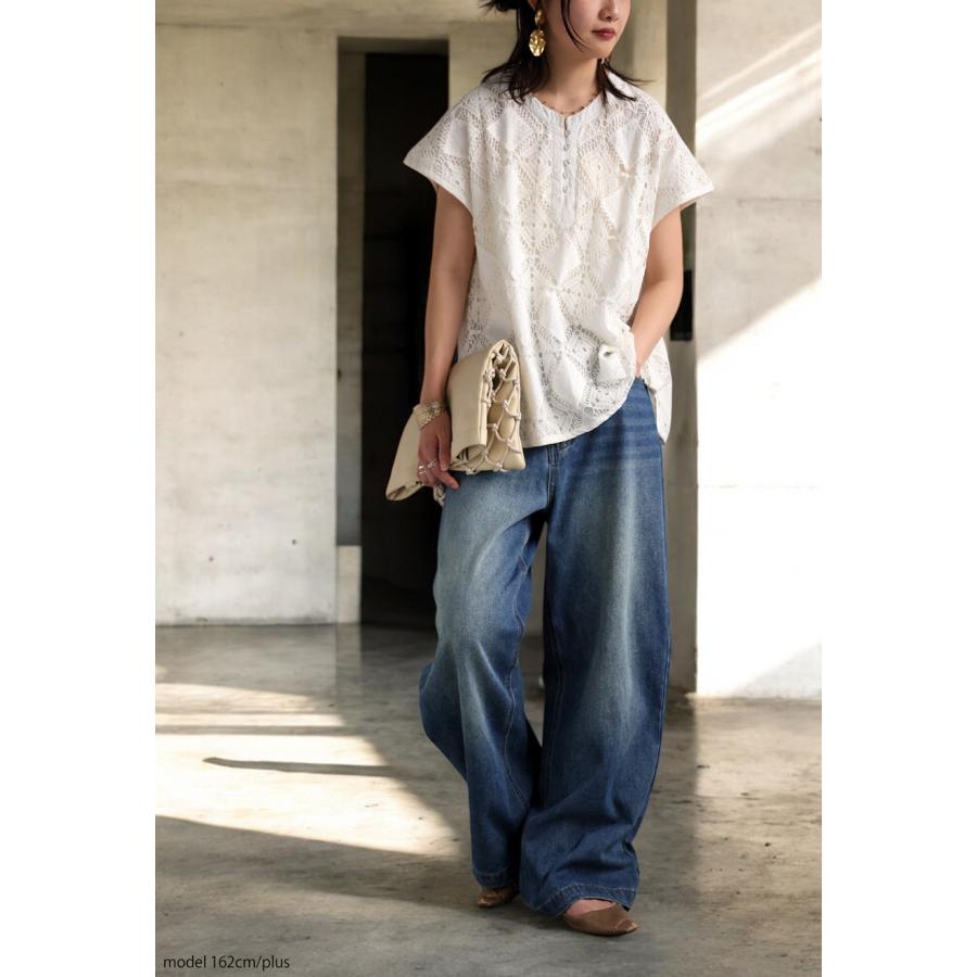 antiqua レースシャツ レディース トップス 半袖 インド綿 送料無料・500ptメール便可 - 画像 (4)