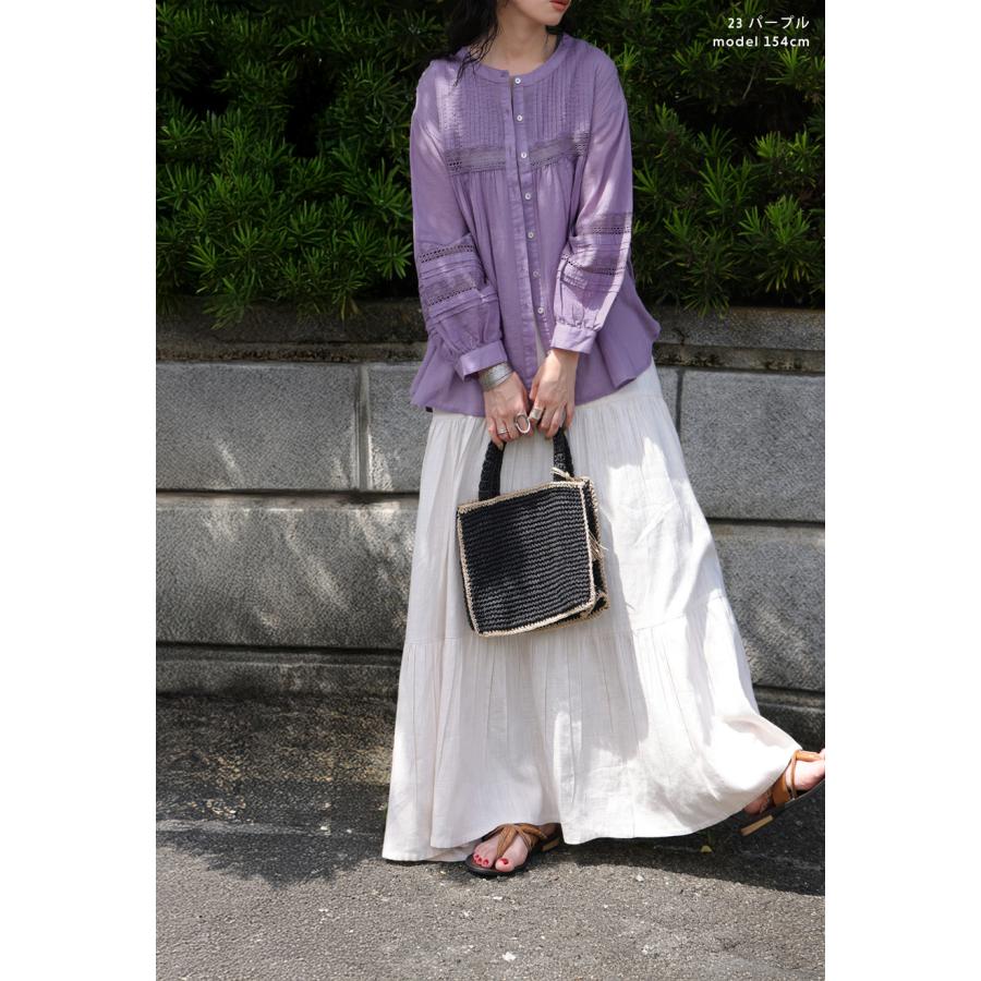 antiqua 刺繍ブラウス レディース 長袖 シャツ インド綿 送料無料・50ptメール便可 - 画像 (4)