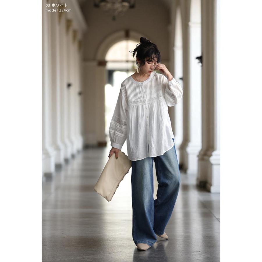 antiqua 刺繍ブラウス レディース 長袖 シャツ インド綿 送料無料・50ptメール便可 - 画像 (6)