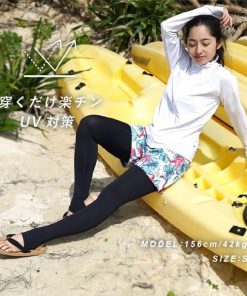 Hele i Waho ラッシュガード レギンス レディース 水着 水陸両用 トレンカ 着るUVカット 夏 海 プール 旅行 ゴールデンウィーク