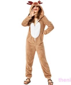 サンタ クリスマス トナカイ コスチューム 衣装 仮装 着ぐるみ フード付き トナカイコスチューム レディース パジャマ 部屋着 大人用