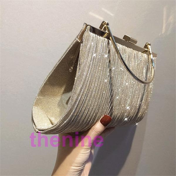 バッグ クラッチバッグ ラメプリーツがま口パーティーハンドバッグ 結婚式 お呼ばれ 同窓会 ショルダーバッグ ハンドバッグ 二次会 成人式 披露宴 - 画像 (7)