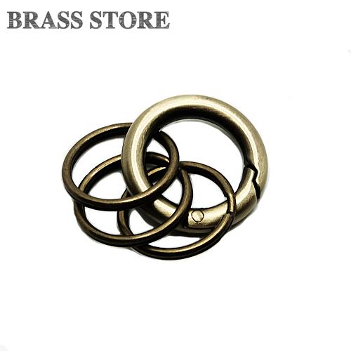 アンティークゴールド 丸型カラビナ キーホルダー(小サイズ)キーリング 丸い ブロンズ 二重カン ベルトループ キーチェーン ナスカン - 画像 (6)