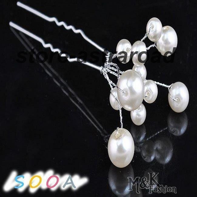 3個セット ヘッドドレス ヘアアクセサリー 髪飾り 和服 和装 成人式 髪留め 花 ホワイト パール ヘアピン アレンジ - 画像 (4)