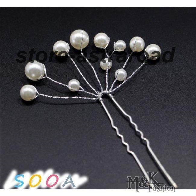 3個セット ヘッドドレス ヘアアクセサリー 髪飾り 和服 和装 成人式 髪留め 花 ホワイト パール ヘアピン アレンジ - 画像 (8)