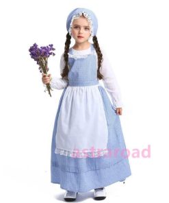 仮装 農場 ガール キッズコスチューム 水色 ブルー 子供用 女の子 民族衣装 童話  おすすめ 2022