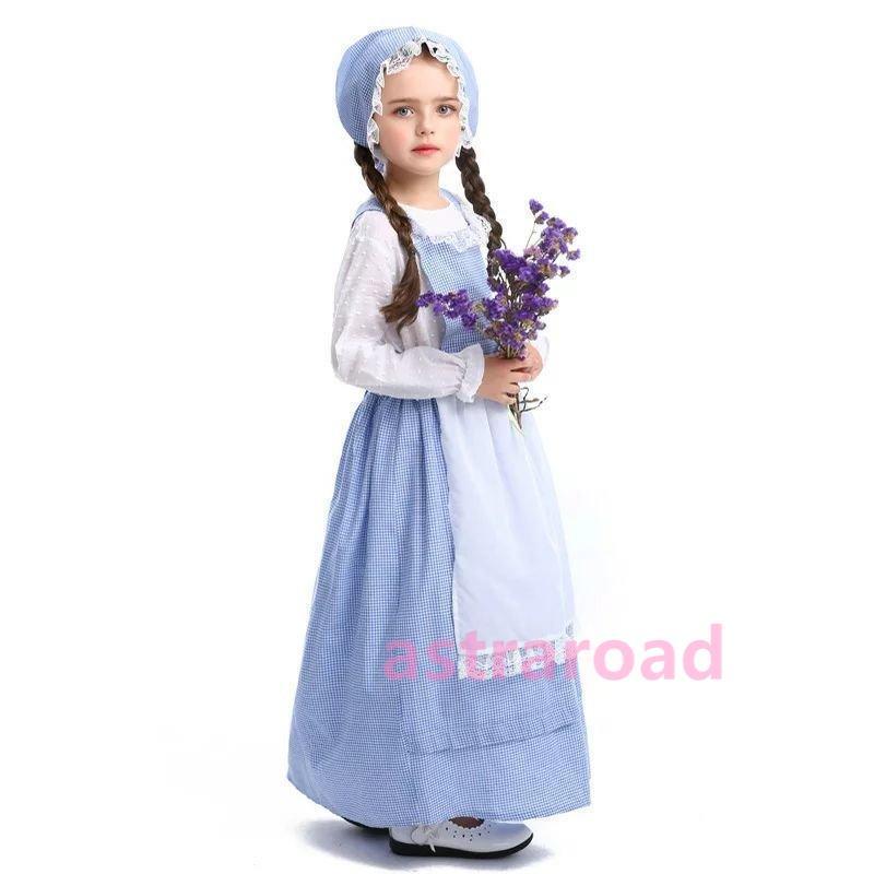 仮装 農場 ガール キッズコスチューム 水色 ブルー 子供用 女の子 民族衣装 童話 おすすめ 2022 - 画像 (2)