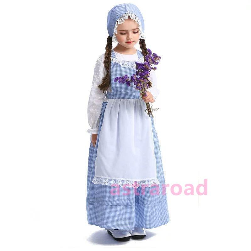 仮装 農場 ガール キッズコスチューム 水色 ブルー 子供用 女の子 民族衣装 童話 おすすめ 2022 - 画像 (5)