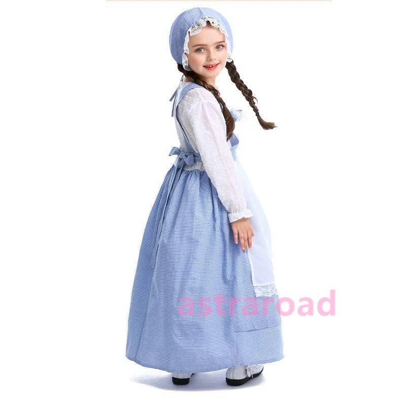 仮装 農場 ガール キッズコスチューム 水色 ブルー 子供用 女の子 民族衣装 童話 おすすめ 2022 - 画像 (6)