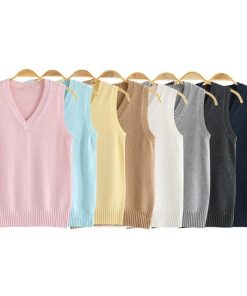 学生 キッズ セーター 春夏 制服 女子高校生 ベスト ジュニア スクール ニット Vネック 女子 チョッキ 秋冬 通年 通学 無地 可愛い