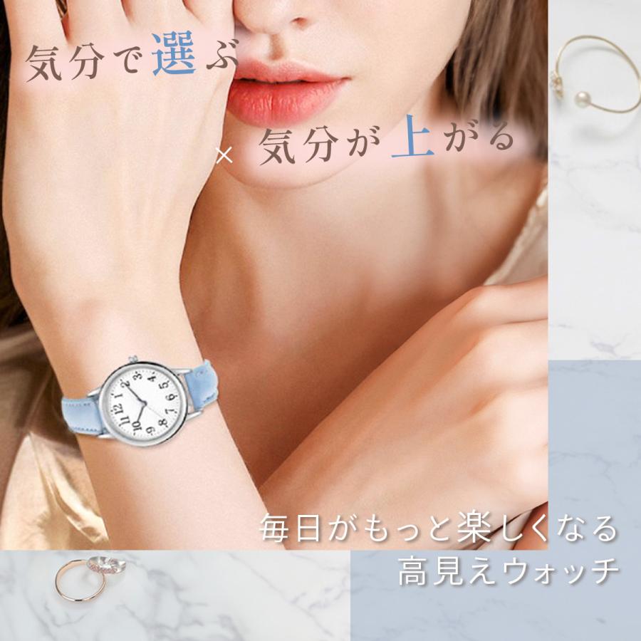 腕時計 レディース 安い 防水 おしゃれ 細身 アナログ シンプル 文字盤 針 小さい 韓国 黒 白 赤 緑 水色 紫 20代 30代 40代 50代 60代 - 画像 (3)