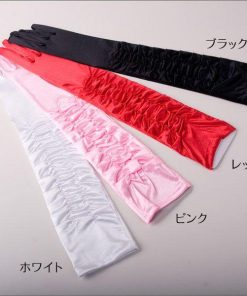 aurora(ファッション) パーティーグローブ シャーリングサテンロング 結婚式 2次会 ドレス 手袋 ブライダル ウェディング ウエディング