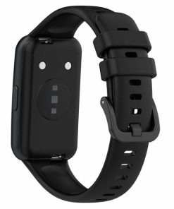 (WUWOCJ) バンド対応 HUAWEI Band 7,柔らかい シリコン製 通気 防水交換バンド 調節可能 (黒)