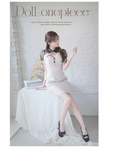 Ryuyu キャバ ドレス キャバドレス ミニドレス ミニ キャバクラドレス セクシー 韓国ドレス 襟付き ツイード 袖付き メッシュ