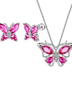 【並行輸入品】Aurora Tears バタフライジュエリー レディース 925スターリングシルバー バタフライネックレス/イヤリング/リング