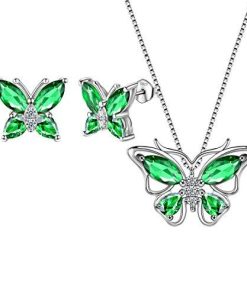 【並行輸入品】Aurora Tears バタフライジュエリー レディース スターリングシルバー925 バタフライネックレス/イヤリング/リング