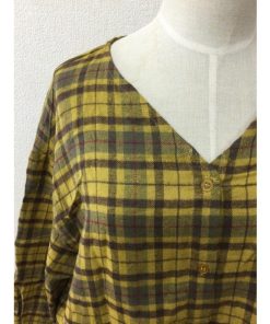 Sodalife　タグ付き未使用！ ビエラチェックドロストブラウス  イエローブラウン