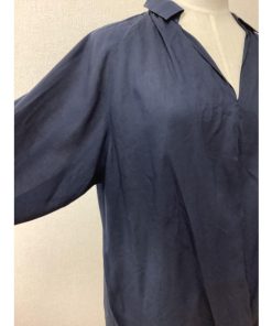 デプレ (Des Pres)　ネイビー プルオーバーブラウス 透け感あり テンセル100% サイズ1