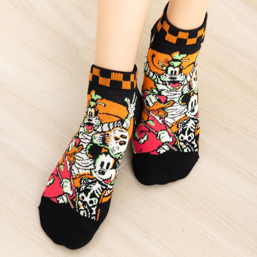 Disney (Desney100周年)ミッキー グーフィー ドナルド 仮装 スカル ミイラ スニーカー丈 ソックス 23-25cm ディズニー ハロウィン 福助 靴下