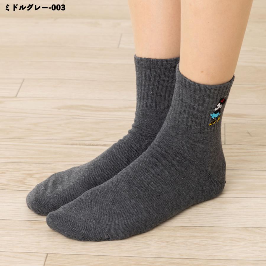 Disney ミニーマウス ワンポイント刺繍 アメリブ ロークルーソックス 23-25cm 全4色 ディズニー 靴下 レディース スクール - 画像 (3)