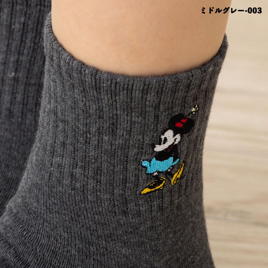 Disney ミニーマウス ワンポイント刺繍 アメリブ ロークルーソックス 23-25cm 全4色 ディズニー 靴下 レディース スクール - 画像 (4)