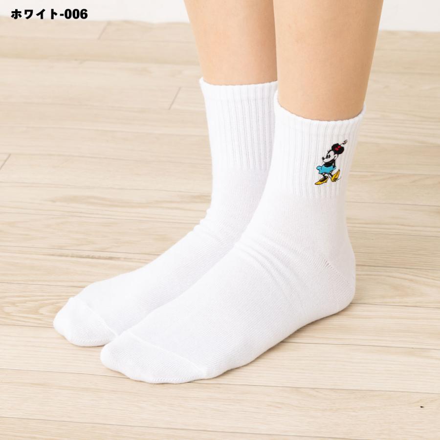 Disney ミニーマウス ワンポイント刺繍 アメリブ ロークルーソックス 23-25cm 全4色 ディズニー 靴下 レディース スクール - 画像 (6)