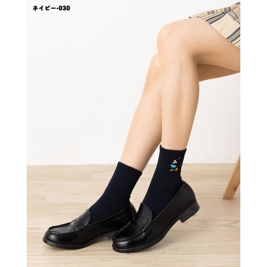 Disney ミニーマウス ワンポイント刺繍 アメリブ ロークルーソックス 23-25cm 全4色 ディズニー 靴下 レディース スクール - 画像 (8)