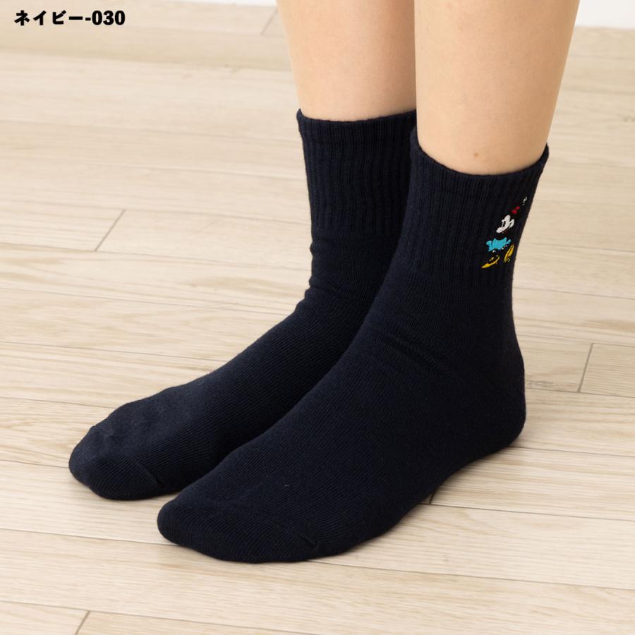 Disney ミニーマウス ワンポイント刺繍 アメリブ ロークルーソックス 23-25cm 全4色 ディズニー 靴下 レディース スクール - 画像 (9)