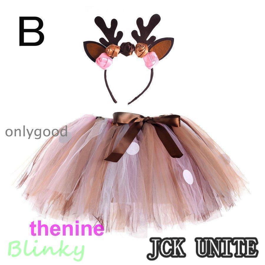 クリスマス 衣装 子供 チュールスカート ワンピース 女の子 ベビー キッズ レース コスチューム トナカイ 鹿 仮装 孫 髪飾り パーティー 演出服 - 画像 (2)