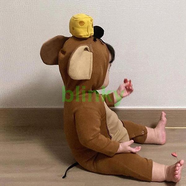 ハロウィン 衣装 ベビー服 子供 キッズ ネズミ ロンパース カバーオール 動物 アニマル 男の子 女の子 コスチューム コスプレ オールインワン オーバーオール - 画像 (2)