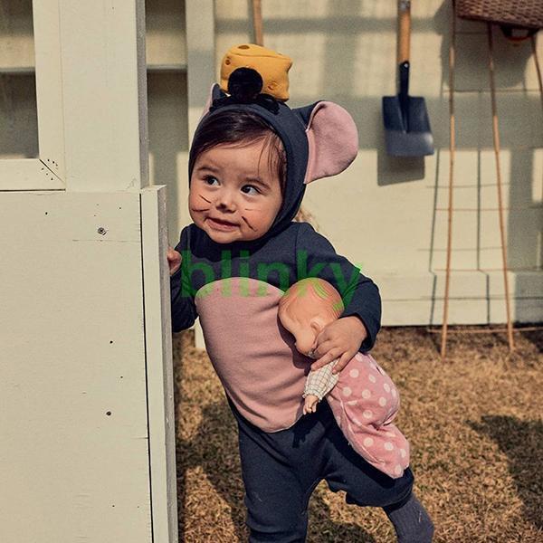 ハロウィン 衣装 ベビー服 子供 キッズ ネズミ ロンパース カバーオール 動物 アニマル 男の子 女の子 コスチューム コスプレ オールインワン オーバーオール - 画像 (6)