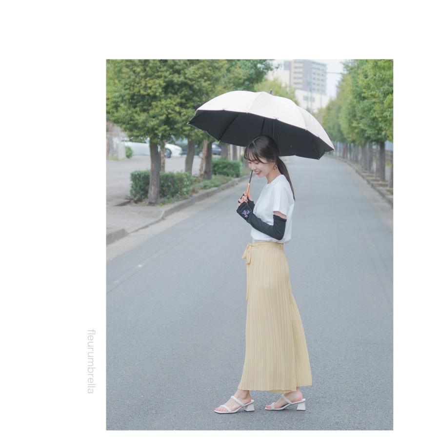 日傘 長傘 完全遮光 晴雨兼用 傘 雨傘 レディース フラワー 8本骨 UVカット 遮光率100% 撥水 紫外線 UPF50 遮熱 耐風 梅雨 木製 軽量 おしゃれ ギフト - 画像 (3)