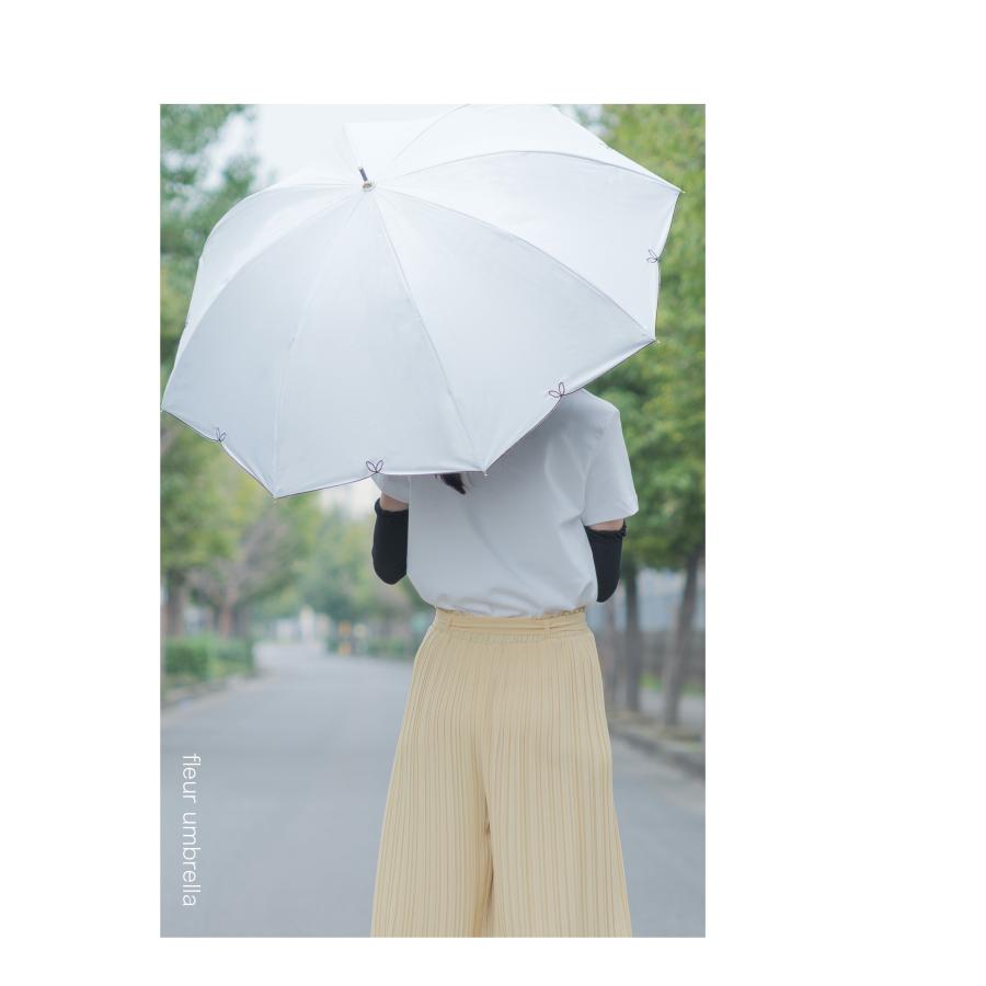 日傘 長傘 完全遮光 晴雨兼用 傘 雨傘 レディース フラワー 8本骨 UVカット 遮光率100% 撥水 紫外線 UPF50 遮熱 耐風 梅雨 木製 軽量 おしゃれ ギフト - 画像 (4)