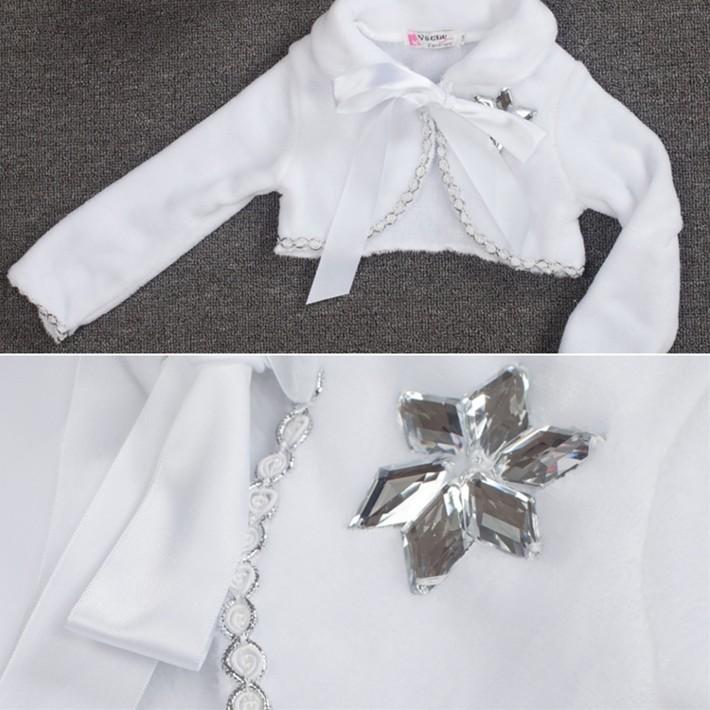 ハロウィン カーディガン ケープ アナと雪の女王 あったかい 長袖 白 ホワイト 雪結晶 リボン結び ふわふわ プリンセス 仮装 コスチューム 子供 - 画像 (4)