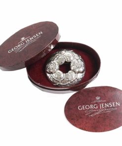 美品◎Georg Jensen ジョージジェンセン 42 フローラルリース ブローチ SV925 シルバー 箱付 重量24.46g 創業90周年記念1994年限定生産