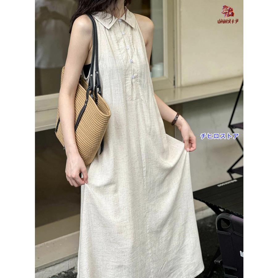 ロングワンピース Aライン ノースリーブ レディース 上品 シンプル 春 夏 秋 きれいめ おしゃれ ワンピース 女性 かわいい 体型カバー フォーマル 無地 細見え - 画像 (5)